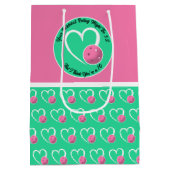 Pickleball Bewertung Valentinherz Rosa Türkis Mittlere Geschenktüte (Rückseite)