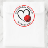 Pickleball Bewertung Valentinherz Rot und Weiß Runder Aufkleber (Tasche)