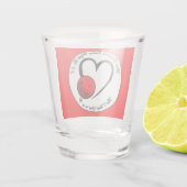Pickleball Bewertung Valentinherz Rot und Weiß Schnapsglas (Rückseite)