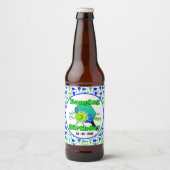 Pickleball Birthday Blue Green Paddle Ball Banging Bierflaschenetikett (Vorderseite)