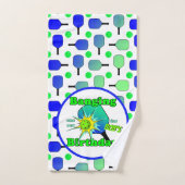 Pickleball Birthday Blue Green Paddle Ball Banging Handtuch (Handtuch)