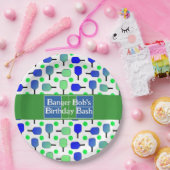 Pickleball Birthday Blue Green Paddle Ball Banging Pappteller (Party)