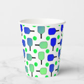 Pickleball Birthday Blue Green Personalisiert Happ Pappbecher (Rückseite)
