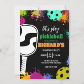 Pickleball Birthday Colorful Sports Partys Einladung (Vorderseite)