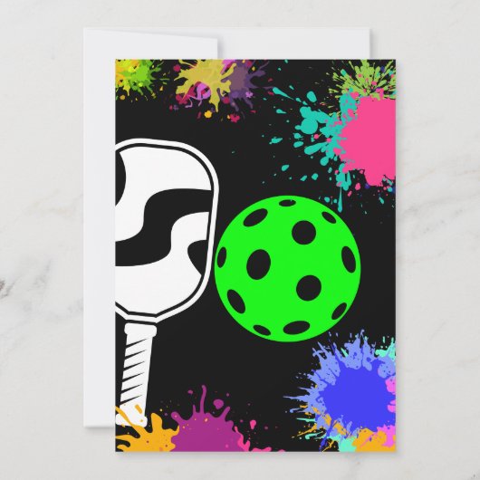 Pickleball Birthday Colorful Sports Partys Einladung (Rückseite)