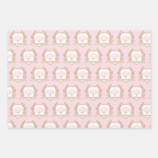 Pickleball Birthday Geschenkpapier Set (Vorderseite)