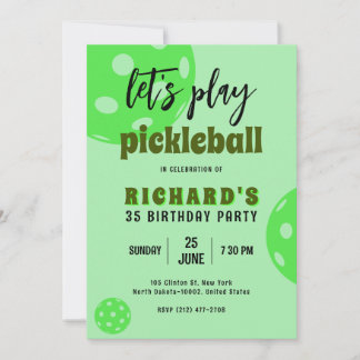Pickleball Birthday Green Pickleball Sports Party Einladung