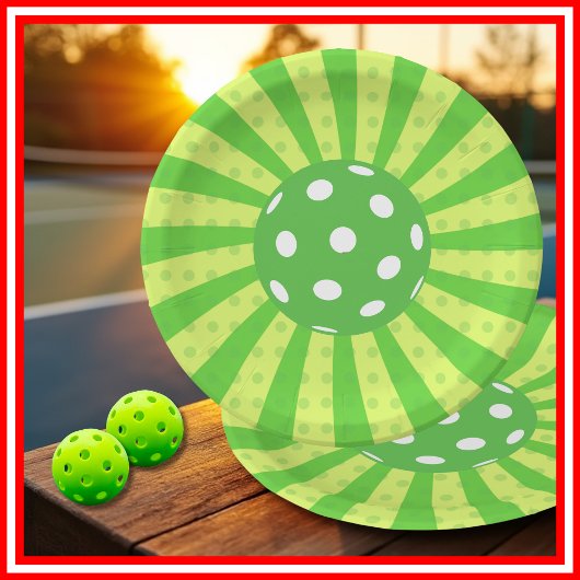 Pickleball Birthday Green RETRO Streifen Sport Pappteller