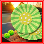 Pickleball Birthday Green RETRO Streifen Sport Pappteller