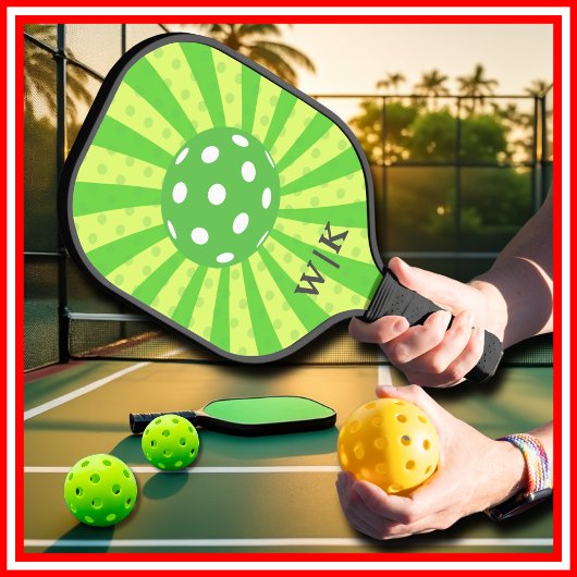 Pickleball Birthday Green RETRO Streifen Sport Pickleball Schläger