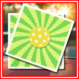 Pickleball Birthday Green RETRO Streifen Sport Serviette