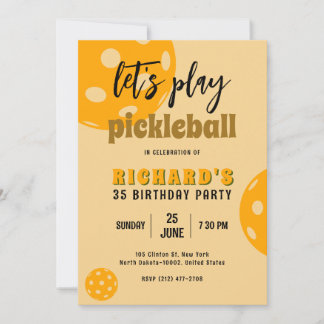 Pickleball Birthday Orange Pickleball Sports Party Einladung