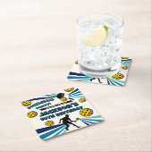 Pickleball Birthday Party Retro Vintag Player Rechteckiger Pappuntersetzer (Vor Ort)