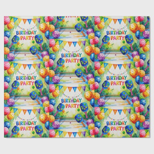 Pickleball Birthday Party thematisch Geschenkpapier (Flach)