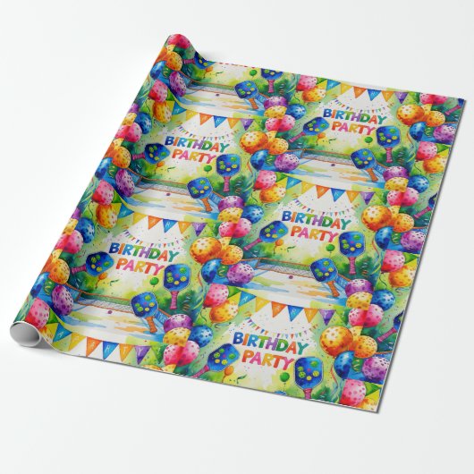 Pickleball Birthday Party thematisch Geschenkpapier (Ungerollt)