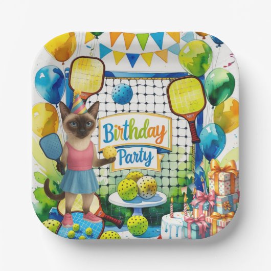 Pickleball Birthday Party thematisch Pappteller (Vorderseite)