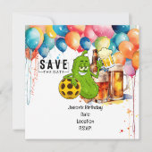 Pickleball Birthday Save the Date für Party Einladung (Vorderseite)