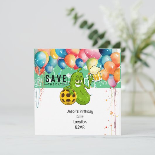 Pickleball Birthday Save the Date für Party Einladung (Stehend Vorderseite)