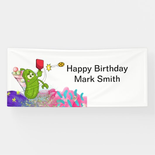 Pickleball Birthday themed Banner (Horizontal)