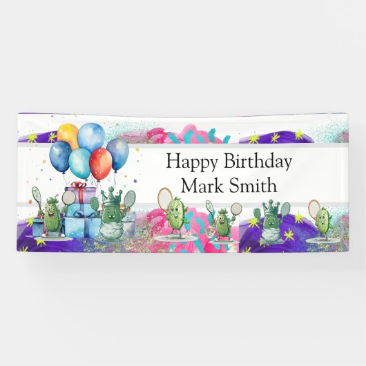 Pickleball Birthday themed Banner (Horizontal)