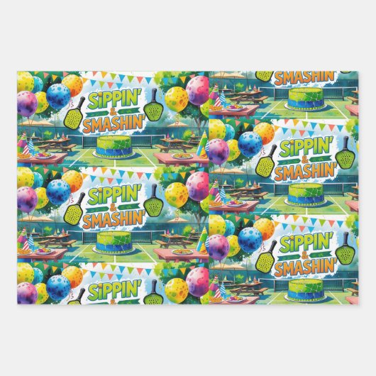 Pickleball Birthday themed Geschenkpapier Set (Vorderseite 2)