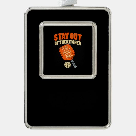 Pickleball - Bleibe aus der Küche Rahmen-Ornament Silber (Vorderseite)