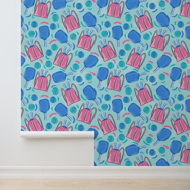 Pickleball Blue Paddles Blue Aquamarin Balls Prepp Tapete (Anwendung)