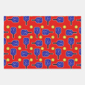 Pickleball Blue Paddles Yellow Balls 4. Juli Geschenkpapier Set (Vorderseite)