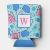 Pickleball Blue Preppy Monogram Dosenkühler (Rückseite)