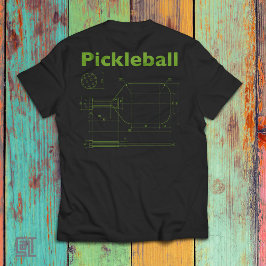 Pickleball Blueprint Paddle Design Lustiges Retro T-Shirt