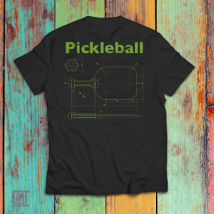 Pickleball Blueprint Paddle Design Lustiges Retro T-Shirt