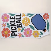 Pickleball Blume Paddle-Geschenk Strandtuch (Vorderseite)