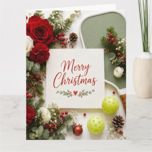 Pickleball-Blumen-Grußkarte Elegantes Weihnachts Karte