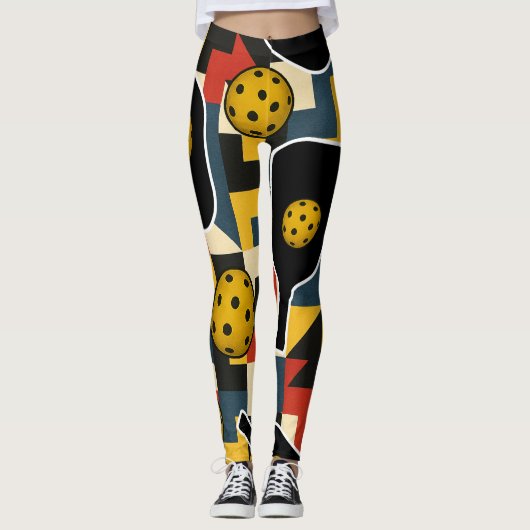Pickleball Bold Van Doesburg Komposition Leggings (Vorderseite)