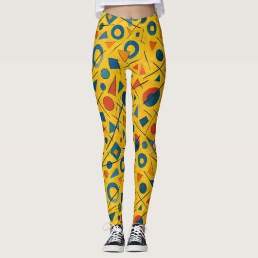 Pickleball Bold Wassily Kandinsky Style Pattern Leggings (Vorderseite)