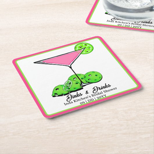 Pickleball-Brautjunggesparty Dinks & Drinks Pink C Rechteckiger Pappuntersetzer (angewinkelt)
