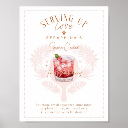 Pickleball Brautparty Cocktail Drink Poster (Vorne)