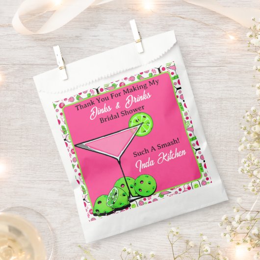 Pickleball Brautparty-Dinks & Drinks Cocktail Geschenktütchen (Ausgeschnitten)