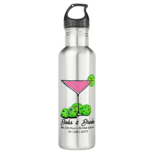 Pickleball Brautparty Rosa Cocktail Personalisiere Edelstahlflasche