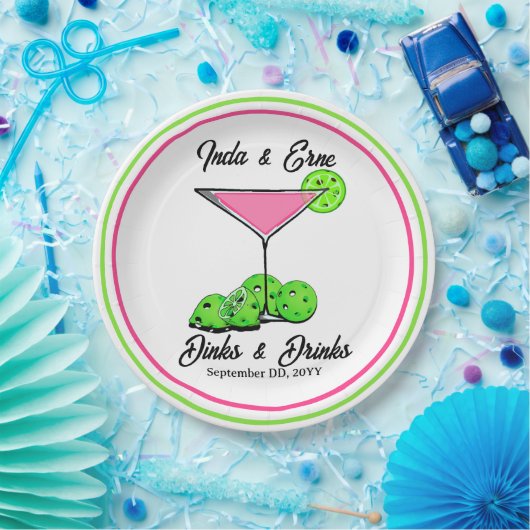 Pickleball Bridal Shower Dinks & Drinks Cosmo Pappteller (Party)
