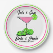Pickleball Bridal Shower Dinks & Drinks Cosmo Pappteller (Vorderseite)