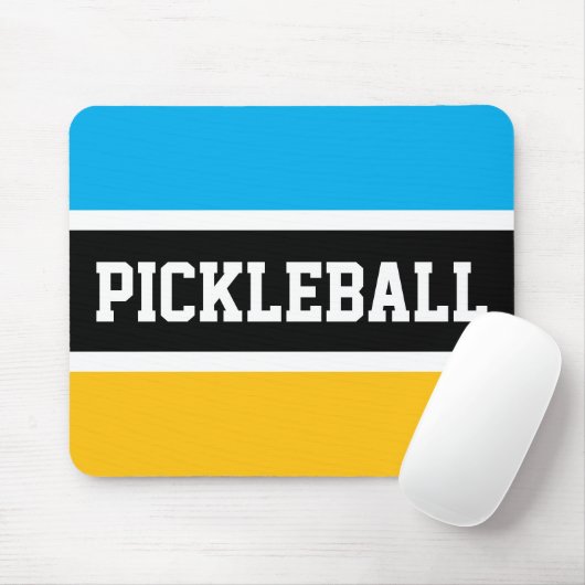 PICKLEBALL Bright Azure Blue Yellow Black Streifen Mousepad (Mit Mouse)