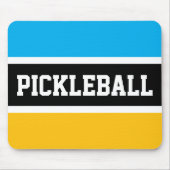 PICKLEBALL Bright Azure Blue Yellow Black Streifen Mousepad (Vorne)
