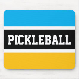PICKLEBALL Bright Azure Blue Yellow Black Streifen Mousepad