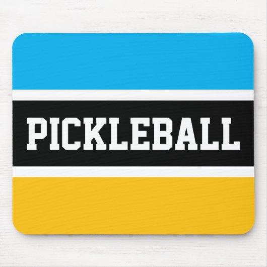 PICKLEBALL Bright Azure Blue Yellow Black Streifen Mousepad (Vorne)