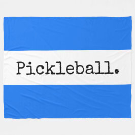 PICKLEBALL Bright Blue White Stripes Retro Text Fleecedecke