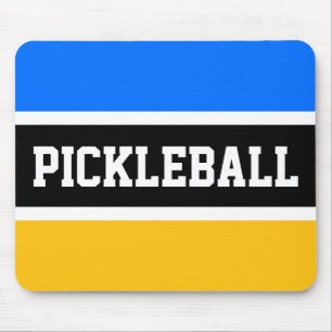 PICKLEBALL Bright Blue Yellow Schwarz-weiß Stripes Mousepad