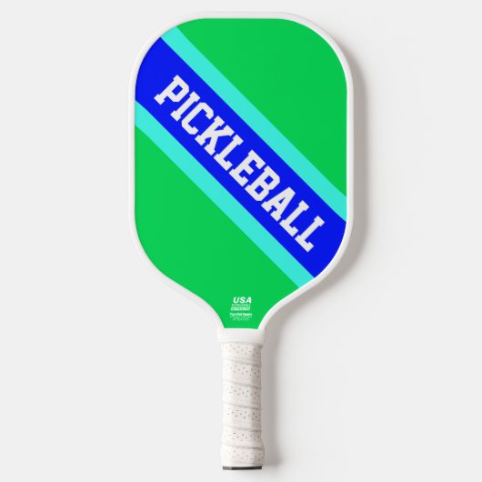 PICKLEBALL Bright Green Royal Blue Racing Streifen Pickleball Schläger (Vorderseite)