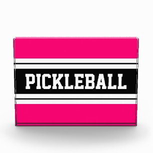PICKLEBALL Bright Pink Schwarz-weiß Racing Streife Fotoblock