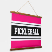 PICKLEBALL Bright Pink Schwarz-weiß Racing Streife Wandteppich Mit Holzrahmen (Gewinkelt)